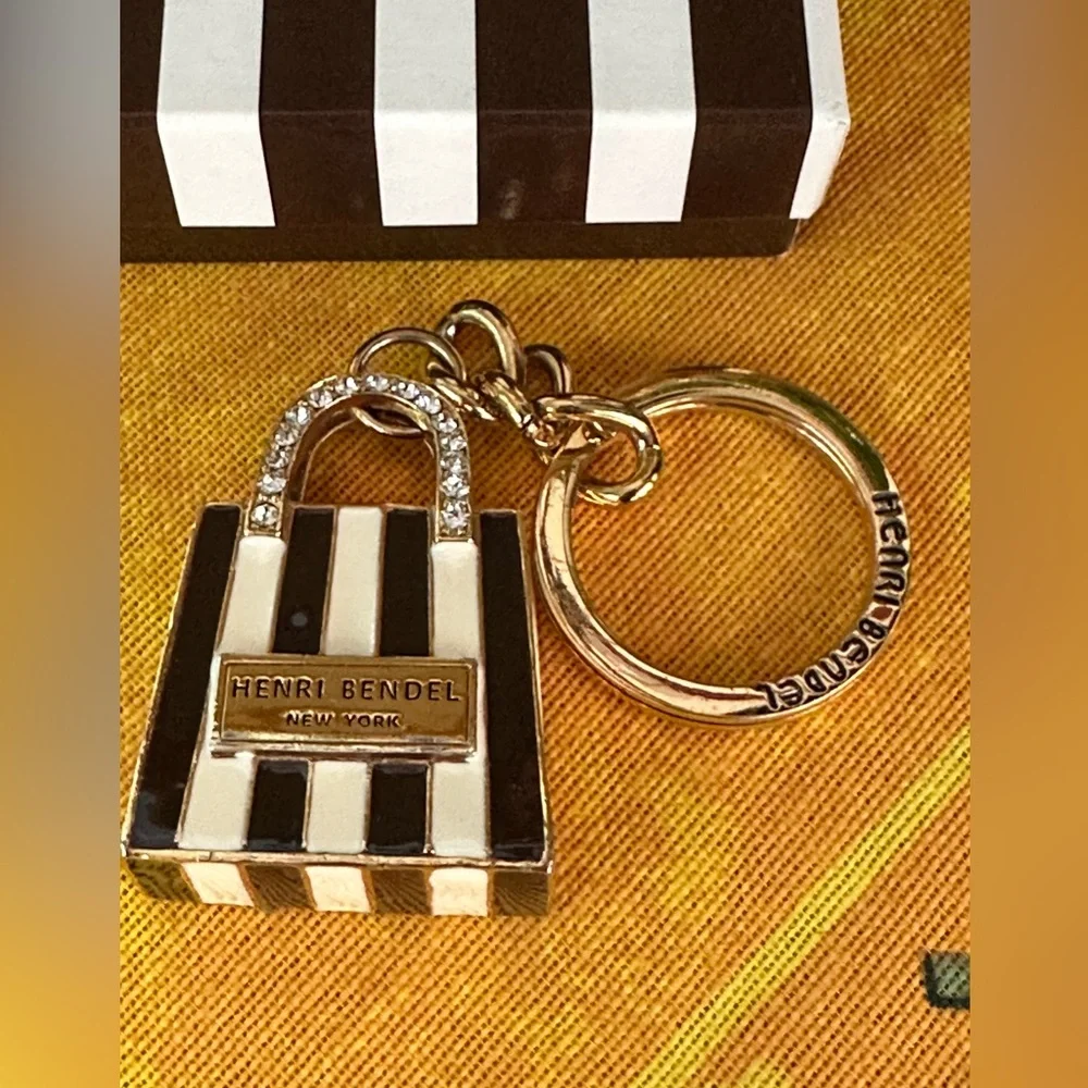 Rare Henri Bendel Enamel & Crystal Key Fob Bag Charm EUC!!!!!